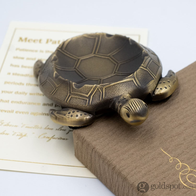 Patience the Turtle Brass Pen Rest Accessory