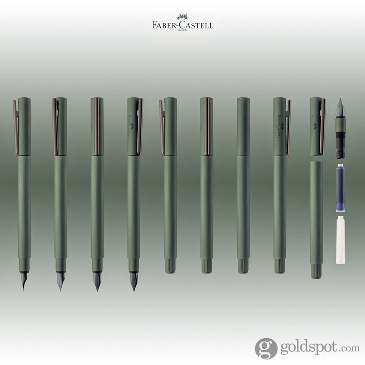 Faber-Castell Design Neo Slim Aluminum Fountain Pen in Olive Green Fountain Pen