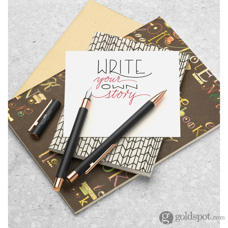 Faber-Castell Design Neo Slim Fountain Pen in Black Matte and Rose Gold Fountain Pen