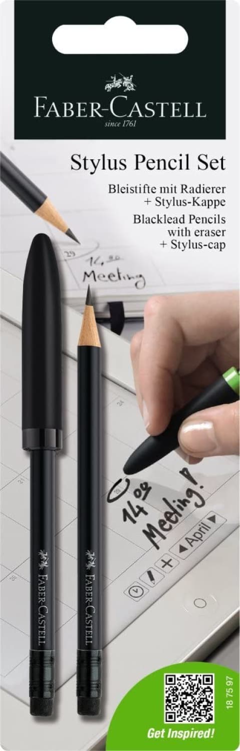 Faber-Castell Stylus Pencil Set - B Pencil with eraser + stylus cap