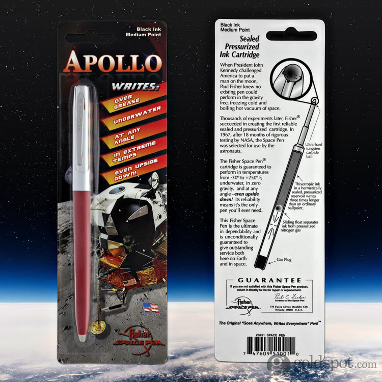 Fisher Space Pen Cap-O-Matic S200 Series Ballpoint in Chrome & Red Ballpoint Pen