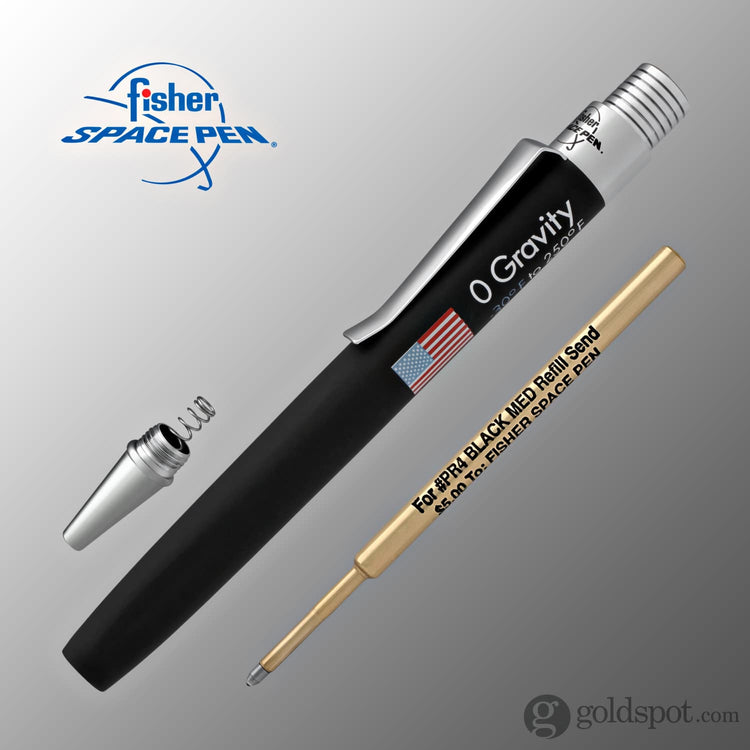 Fisher Space Zero Gravity Ballpoint Pen with American Flag Imprint in Black Rubber Finish Ballpoint Pen