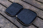 Galen Leather Pen Case Zippered 10 Slots in Black Pen Case