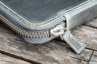Galen Leather Pen Case Zippered 10 Slots in Crazy Horse Smokey Grey Pen Case