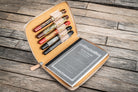 Galen Leather Pen Case Zippered 5 Slots in Undyed Leather Pen Case