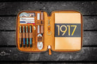 Galen Leather Zippered A5 Notebook Folio in Crazy Horse Brown Pen Case
