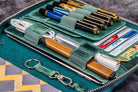 Galen Leather Zippered A5 Notebook Folio in Crazy Horse Forest Green Pen Case