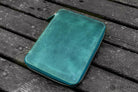 Galen Leather Zippered A5 Notebook Folio in Crazy Horse Forest Green Pen Case