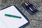 Galen Leather Zippered A5 Notebook Folio in Crazy Horse Navy Blue Pen Case