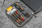 Galen Leather Zippered A5 Notebook Folio in Crazy Horse Smoky Grey Pen Case