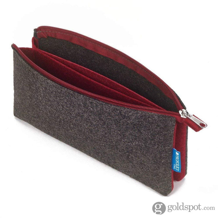 Itoya Profolio Large Midtown Pouch in Charcoal and Maroon Pen Case