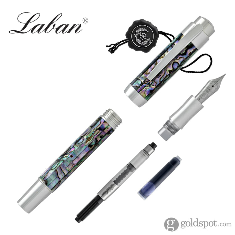 Laban Abalone Fountain Pen in New Abalone with Shiny Chrome Trim Fountain Pen
