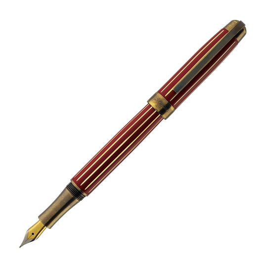 Laban Antique II Fountain Pen in Red with Gold Lines