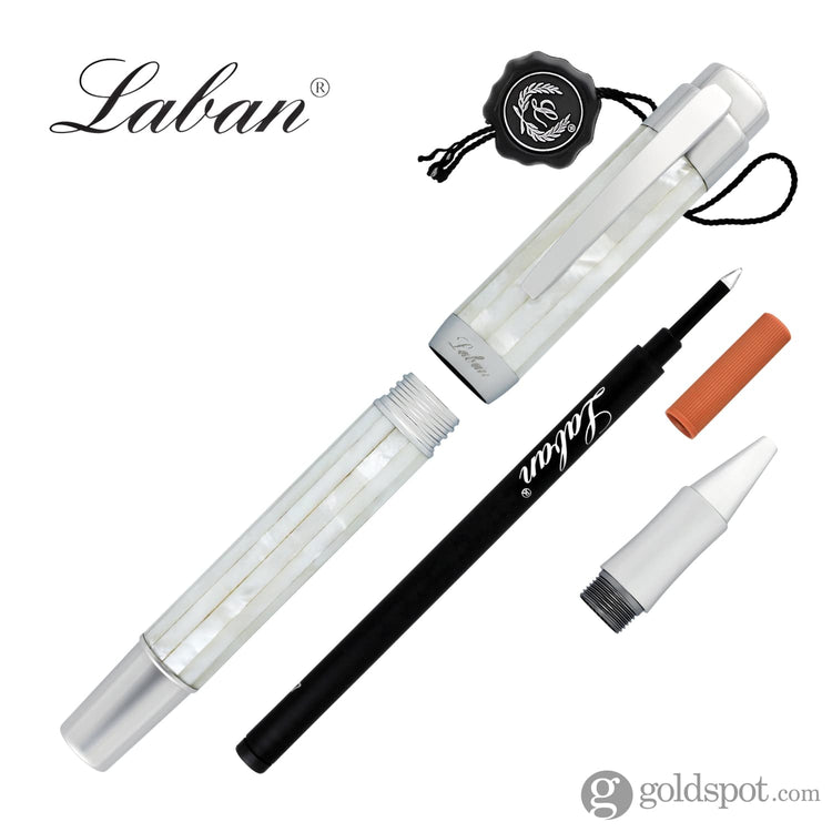 Laban Mother of Pearl Rollerball Pen in White Rollerball Pen
