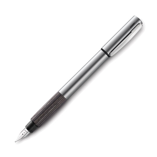 Lamy Accent Fountain Pen in Aluminum Grey with Wood Grip
