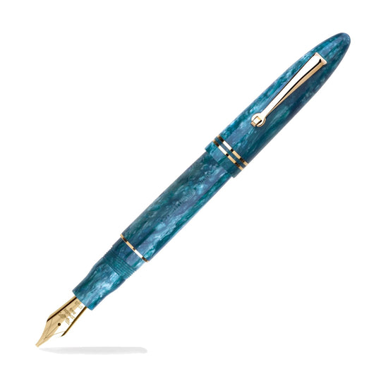 Leonardo Furore Fountain Pen in Emerald Blue with Gold Trim