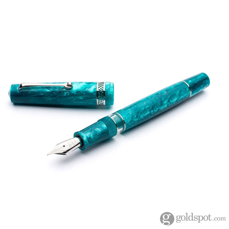 Leonardo Momento Magico Fountain Pen in Emerald 1.5mm Stub / Silver Fountain Pen
