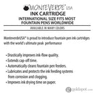 Monteverde Ink Cartridges International Size in Turquoise - Pack of 6 Fountain Pen Cartridges