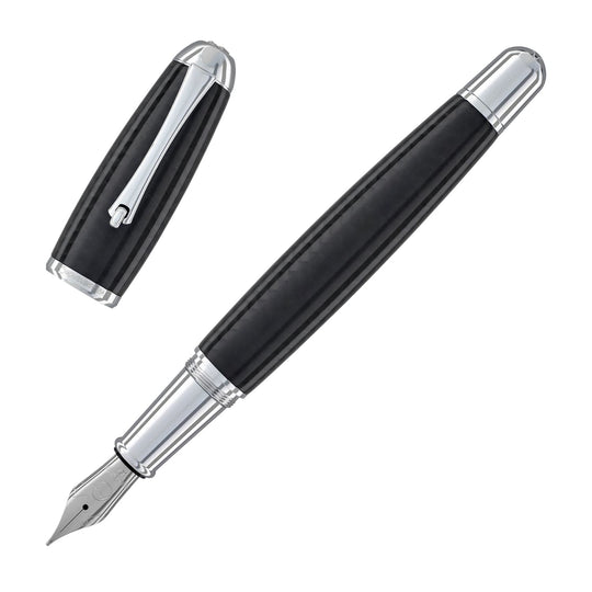 Monteverde Super Mega Fountain Pen in Carbon Fiber with Chrome Trim