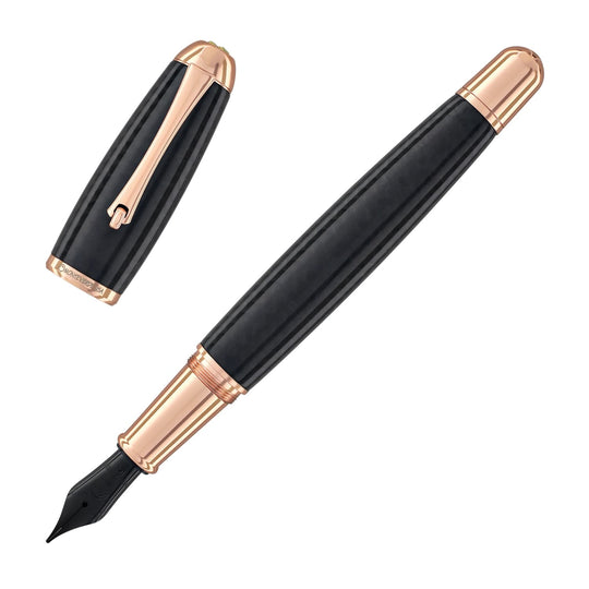 Monteverde Super Mega Fountain Pen in Carbon Fiber with Rosegold Trim