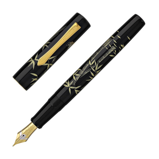 Namiki Chinkin Fountain Pen in Bamboo and Sparrow - 18K Gold