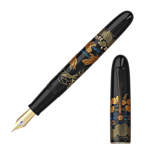Namiki Yukari Royale Frog Maki-e Urushi Black Lacquer Fountain Pen - Medium Point