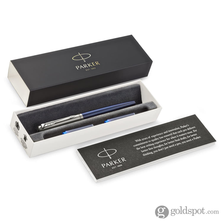 Parker Jotter Fountain Pen in Royal Blue with Chrome Trim - Medium Point Fountain Pen