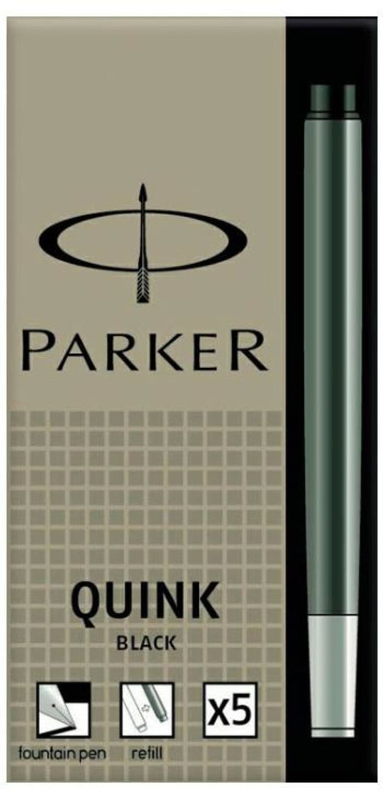 Parker Quink Ink Cartridges in Permanent Black - 5 Pack - 30110