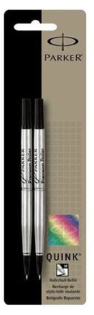 Parker Quink Rollerball Refill in Black - Medium Point - Pack of 2 Rollerball Refill