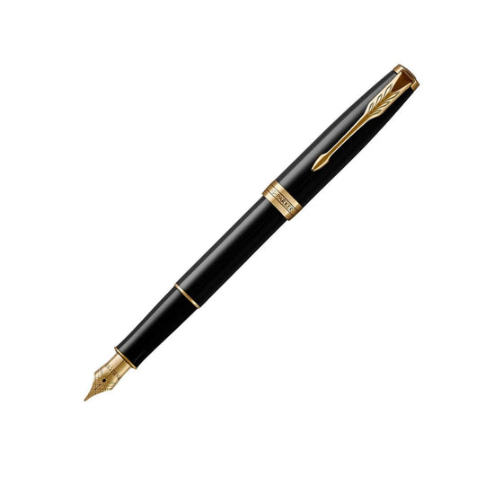 Parker Sonnet Fountain Pen in Lacquered Black with Gold Trim - Medium Point