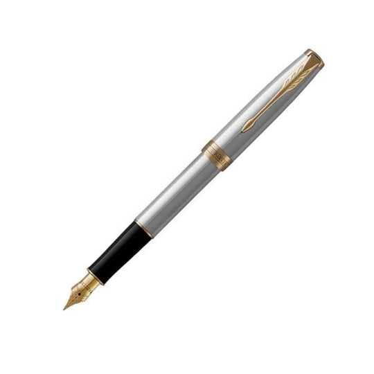 Parker Sonnet Fountain Pen in Stainless Steel with Gold Trim - Medium Point
