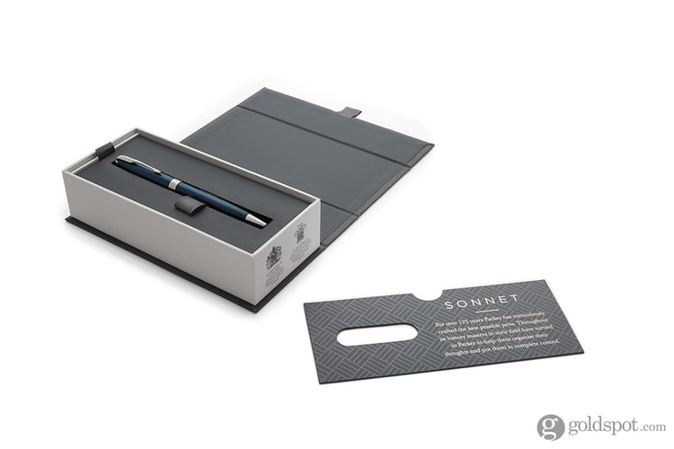 Parker Sonnet Retractable Ballpoint Pen in Lacquered Blue with Chrome Trim Ballpoint Pen
