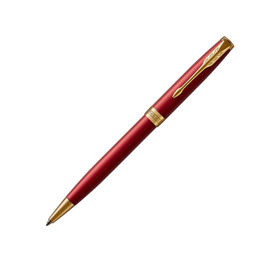 Parker Sonnet Retractable Ballpoint Pen in Lacquered Red with Gold Trim