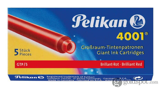 Pelikan 4001 Long Ink Cartridges in Brilliant Red - Pack of 5