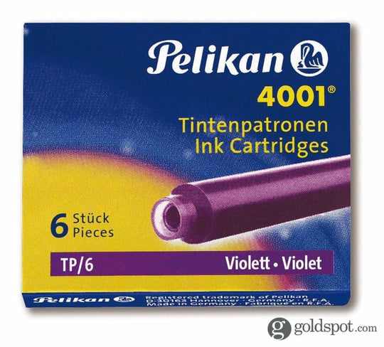 Pelikan 4001 Short Ink Cartridge in Violet - Pack of 6