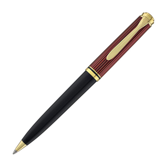 Pelikan Souveran K800 Ballpoint Pen in Black & Red with Gold Trim