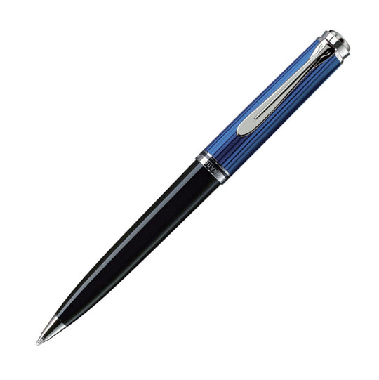 Pelikan Souveran K805 Ballpoint Pen in Black & Blue with Silver Trim