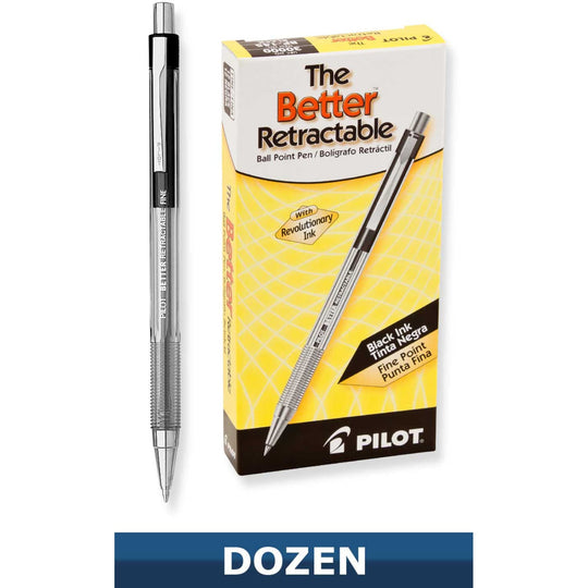 Pilot Better Retractable Ballpoint Pen in Black - 12 Pack