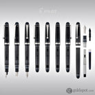 Pilot Custom 74 Fountain Pen in Smokey Black with Silver Trim - 14K Gold Fountain Pen
