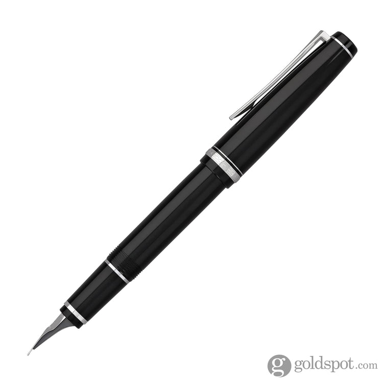 Pilot Falcon Fountain Pen in Black & Rhodium - Soft Flexible Fountain Pen