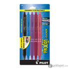 Pilot FriXion Clicker Erasable Gel Pens in Black Marine Blue Lavender Burgundy & Salmon Pink - Fine Point - Pack of 5 Gel Pen
