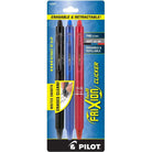 Pilot FriXion Clicker Erasable Gel Pens in Black Blue & Red - Fine Point - Pack of 3 Gel Pen