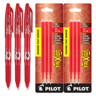 Pilot FriXion Erasable Gel Ink Pens in Red - Fine Point - Pack of 3 with 2 Refill Packs