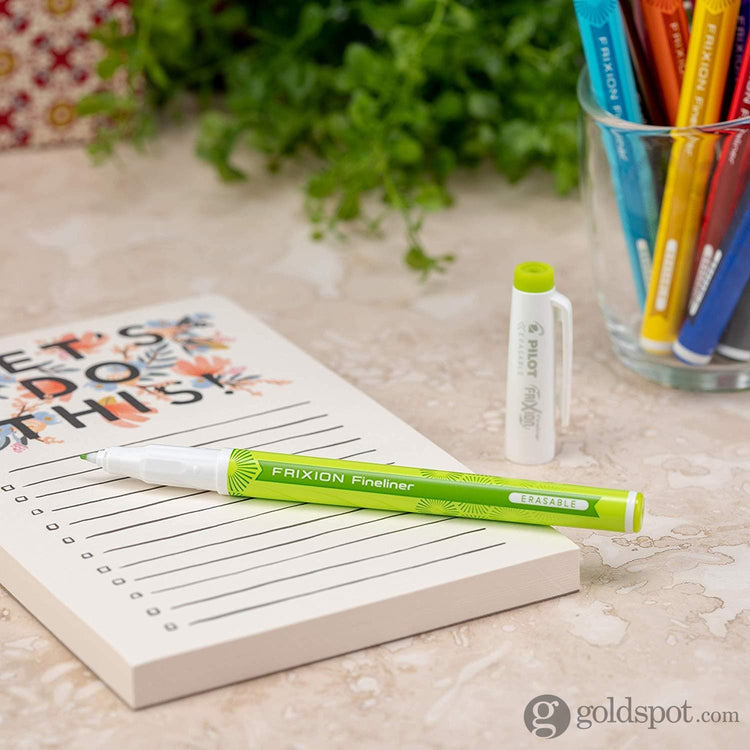 Pilot FriXion Fineliner Erasable Marker Pens in Black Blue Purple Periwinkle Lime Green Orange Red & Pink - Fine Point - Pack of 8 Marker