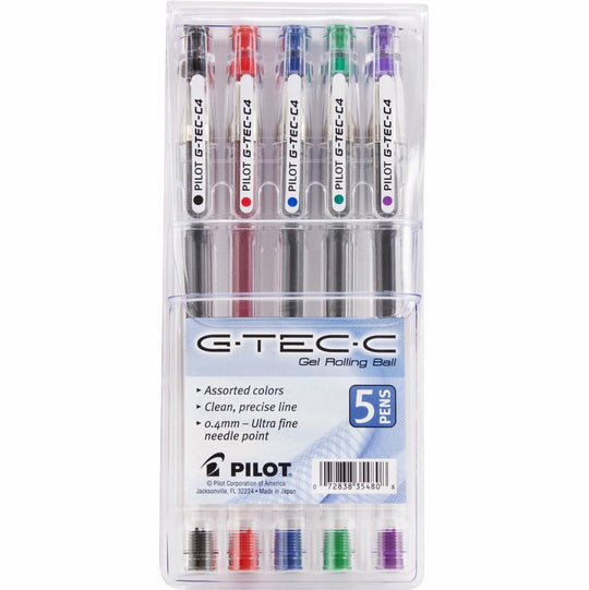 Pilot G-Tec-C Ultra Fine Gel Rollerball Pen in Assorted Colors - Pack of 5