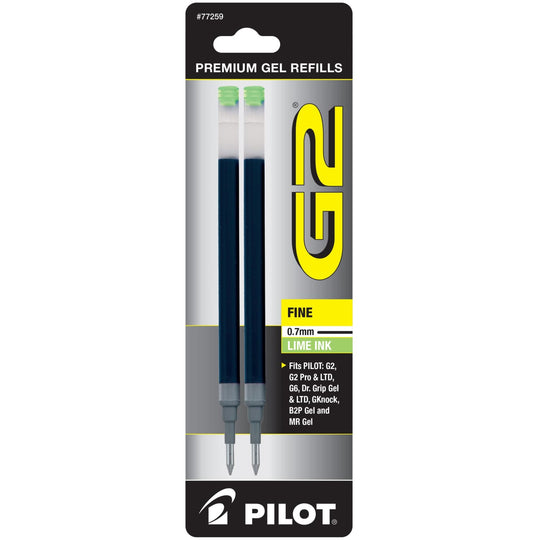 Pilot G2 Gel Pen Refill in Lime - Fine Point - Pack of 2