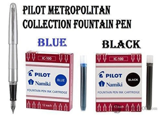 Pilot Metropolitan Fountain Pen in Silver Barrel