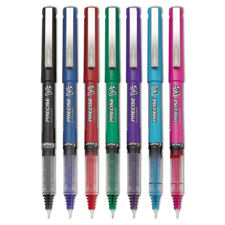 Pilot Precise V5 Rollerball Pen in Assorted Colors - Extra Fine Point - Pack of 7 Rollerball Pen