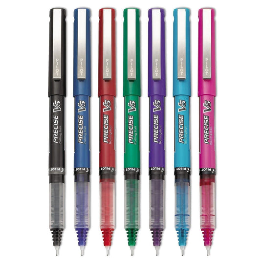 Pilot Precise V5 Rollerball Pens in Assorted Colors - Extra Fine Point - Pack of 7