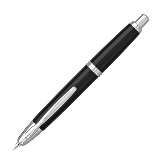 Pilot Vanishing Point Fountain Pen in Black & Rhodium - 18K Gold